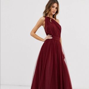 ASOS DESIGN One Shoulder Tulle Maxi Dress
